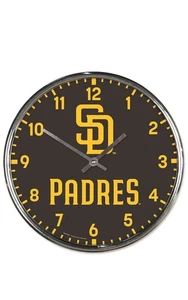 San Diego Padres 12" Retro Clock Round Wall Style Chrome NEW NIB - Picture 1 of 1