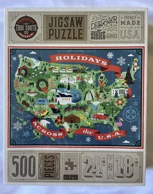 NEW True South Holidays Across The USA  Jigsaw Puzzle 500 Pieces 18X24 SEALED - Image 1 of 3