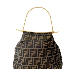 FENDI Zucca Brown Coated Canvas Shoulder Bag - Picture 1 of 14