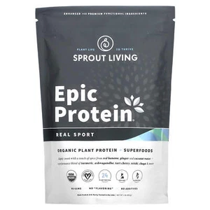 2 X Sprout Living, Epic Protein, Organic Plant Protein + Superfoods, Real Sport, - Picture 1 of 2