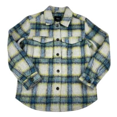 Jaqueta Camisa Feminina Rails Pequena Xadrez Mistura de Lã Botão para Baixo Shacket - Imagem 1 de 4