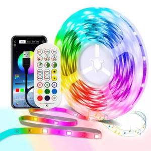16.4ft 65.6ft LED Strip Light Music Sync Bluetooth 5050 RGB TV Light with Remote - Picture 1 of 12