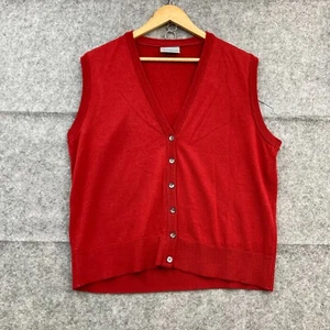 Vintage Made in Australia Vest Cardigan Womens L Large Red Knit V-Neck Wool - Picture 1 of 9
