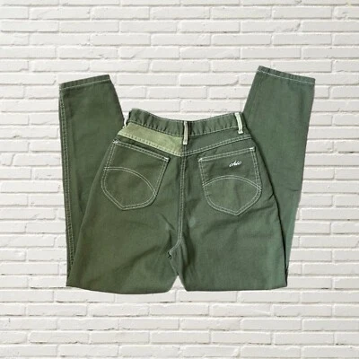 Vintage 80s Green Western Jeans High Waisted Tapered Leg Color Block Xs - Image 1 of 4
