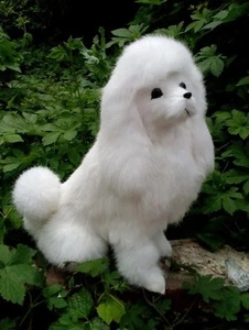 big white dog model,polyethylene&fur squatting poodle doll 23x32cm - Picture 1 of 2