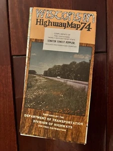 Wisconsin 1974 Highway DOT Faltbare Papier Straßenkarte Vintage - Bild 1 von 15