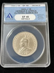 1905 J German East Africa One Rupie Silver Coin ANACS EF40 Details RARE - Bild 1 von 6