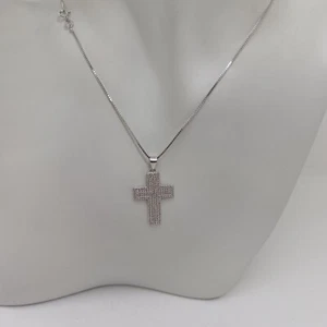 COLLANA DA DONNA CON CIONDOLO CROCE  CON ZIRCONI IN  ARGENTO 925 (0478) - Foto 1 di 9