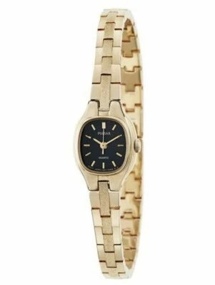 Reloj de cuarzo Pulsar PPH104 para mujer de vestir esfera negra tono dorado acero inoxidable Foto 1 de 2