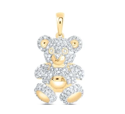 Dije colgante de oso de peluche de diamantes de 0,63 quilates de oro amarillo de 10 k Foto 1 de 4
