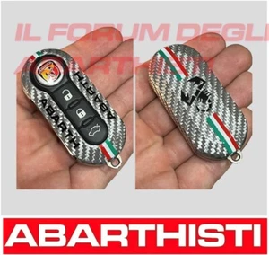 ABARTH 595 500 Cover Chiave fibra di Carbonio 100% Carbon fiber - SILVER BLACK - Bild 1 von 1