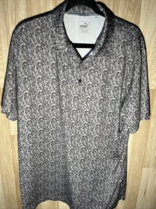 Puma Performance Men’s Large Grey Floral Stretch Golf Polo - Picture 1 of 8