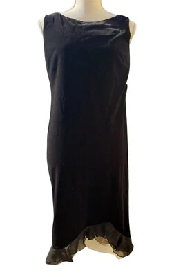 Vestido de cóctel de terciopelo negro DONNA RICCO cuello en V espalda fiesta de Año Nuevo elegante talla 8 Foto 1 de 4