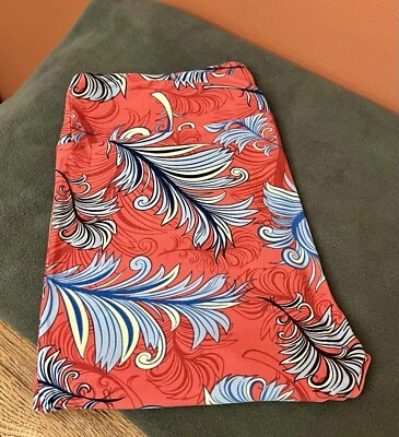 Leggings LuLaRoe TC alta curvilínea azul coral penas tropicais palmas rosa nova sem etiquetas - Imagem 1 de 4