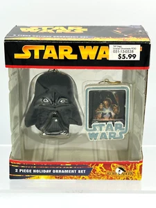 Star Wars 2 Pc Holiday Ornament Set Darth Vader 2005 Kurt Adler Used Damaged Box - Picture 1 of 10