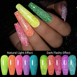 UR SUGAR Fluorescent Reflective Glitter Gel Nail Polish UV Lamp Varnish Shiny