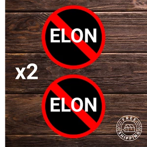 Lote De 2 Pegatinas Advertencia Anti Elon No Elon 3" - Imagen 1 de 2