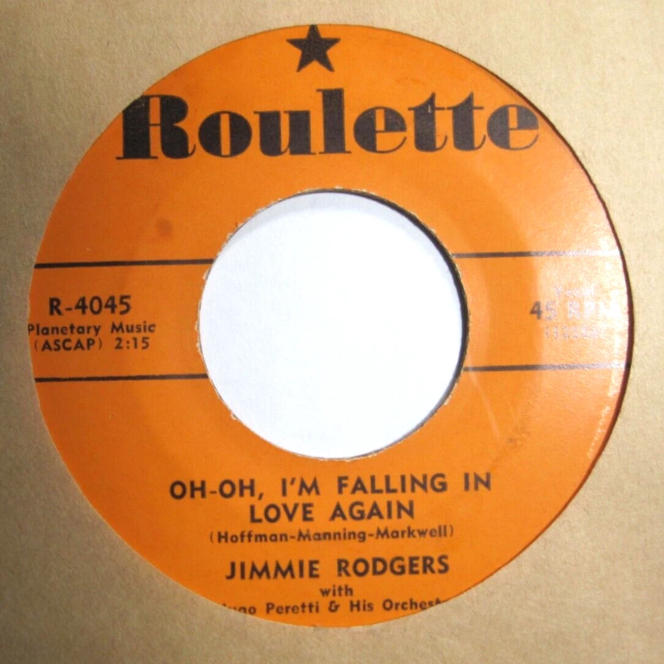 JIMMIE RODGERS * 45 * Oh-Oh, I'm Falling In Love * 1950s * NM! USA ORIGNAL VINYL - Image 1 of 1