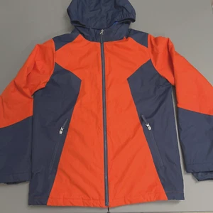 Land's End Jacket Boys XL 18-20 Orange Navy Light Insulated Quilted Hooded - Picture 1 of 9