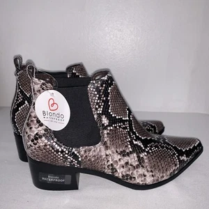 Blondo Womens Emelia Ankle Boots Booties Brown Snake Print Leather 9 M New - Picture 1 of 10
