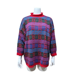 80s Vintage Oversize Sweater Stefano International Rolled Neck - Picture 1 of 6