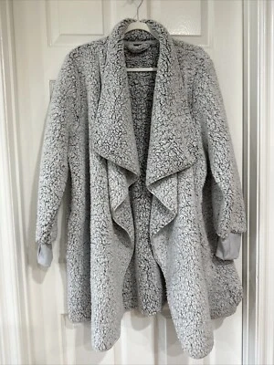 Bumblebella by Jill Martin Petite XL Sherpa Cascading Cardigan Frost Grey NEW - Image 1 of 4
