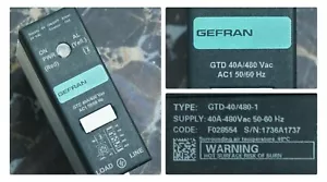 GEFRAN SOLID STATE RELAY GTD 40/480-1* - Picture 1 of 8