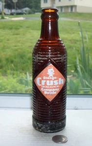 BROWN ORANGE CRUSH SODA BOTTLE - Picture 1 of 3
