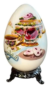 Ne'Qwa handumgebaltes Ei und Ständer signiert Peggy Abrams Tea Time in Box - Bild 1 von 10