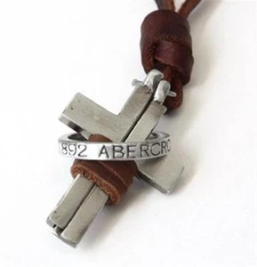 NEW Leather Men's Cross Ring Metal Pendant Surfer Necklace Choker Adjustable - Picture 1 of 3