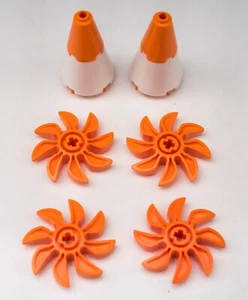 Hélice naranja Lego 41530 x 4 + conos, buen estado, piezas vintage ladrillos - Imagen 1 de 3