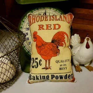 Polvo para hornear gallo rojo primitivo granja pliegue almohada clavija/colgador de puerta - Imagen 1 de 1