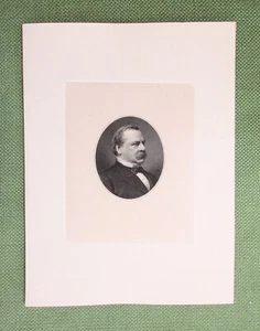 Ritratto presidenziale inciso piatto rame zecca USA di Grover Cleveland. - Foto 1 di 2