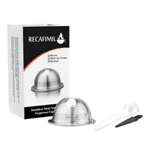 Steel Refillable Coffee Pods Capsules For Nespresso Vertuo Plus Series i - Picture 1 of 8