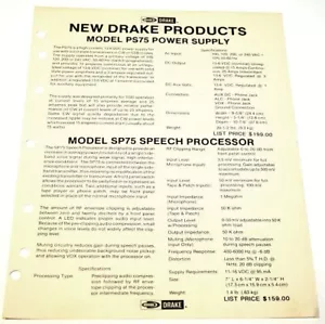 ORIGINAL DRAKE TR7 PRODUCTS BROCHURE - 2 SIDED - PS75 SP75 RP-700 AK75 AA75 - Picture 1 of 2