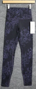 Lululemon Leggings Women 4 Black Purple Wunder Under High Rise 28" Athleisure HR - Picture 1 of 9