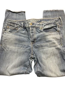 American Eagle Boy Jean Stretch Denim Button Fly Light Distressing Size 16 Long - Picture 1 of 6
