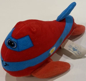 Red Hug Fun Air Plane Plush Stuffed Soft Toy Blue Stripe 9” Face - Picture 1 of 6