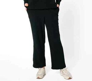 Cuddl Duds Ribbed Fleece Wide Leg Lounge Pant Black 2X A544622 - Picture 1 of 1