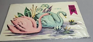 Vintage MEYERCORD DECALART Water Applied Decals Pastel Swan Pink Blue New - Picture 1 of 4