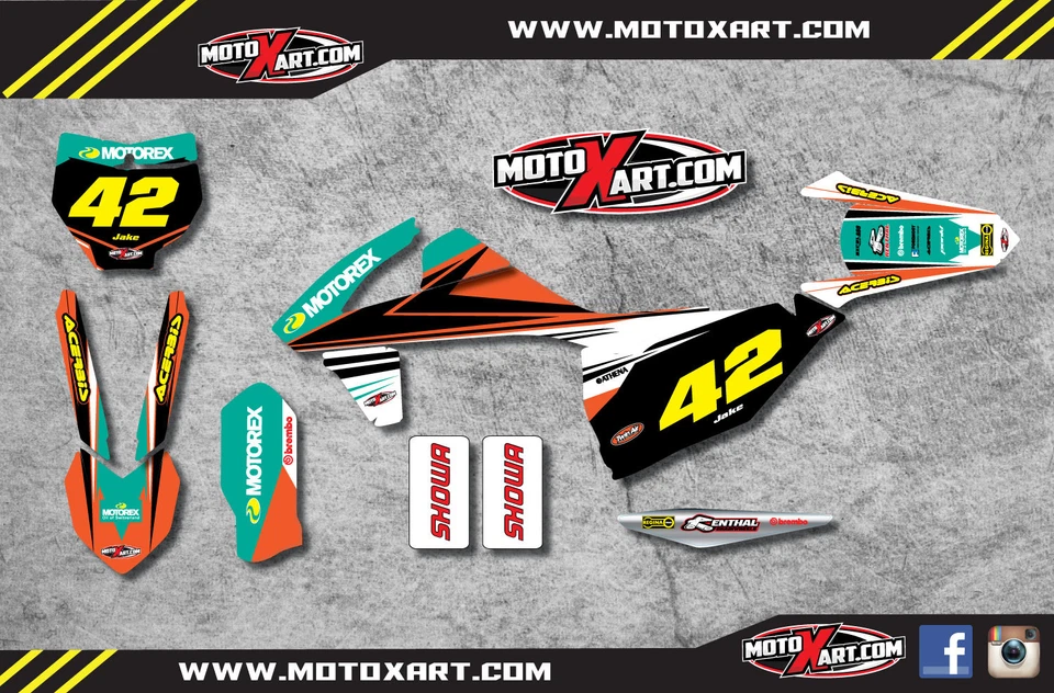 Kit completo de gráficos personalizados estilo STRIKE para caber KTM SX SXF 125 250 450 - 2016 2017  - Imagem 1 de 1