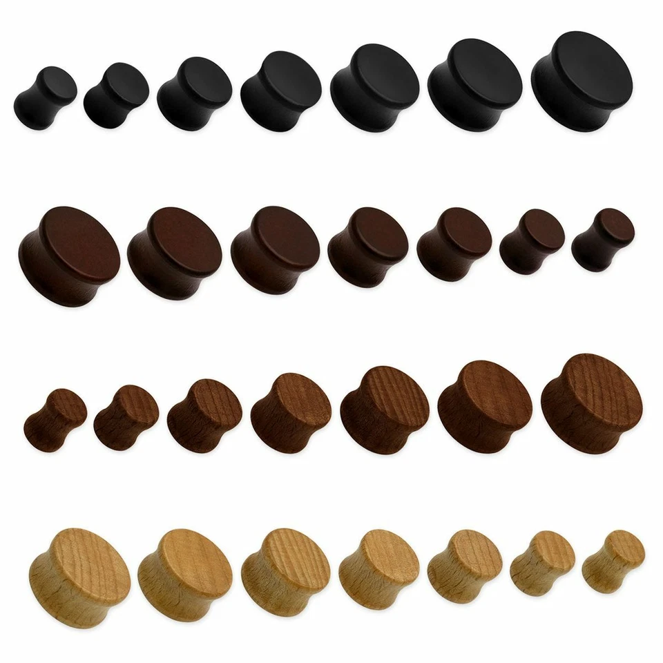 8-20 mm Plug Holz Flesh Tunnel Tube Holzplug Double Flared schwarz braun beige - Bild 1 von 1
