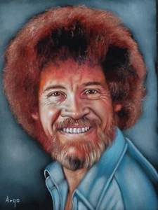 Bob Ross, "La alegría de pintar", tamaño 18x24, óleo sobre terciopelo negro A630 - Imagen 1 de 13