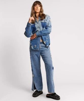 NUEVO CON ETIQUETAS One Teaspoon CAMISA CLÁSICA DE TODOS LOS DÍAS JOHNNY BLUE STAR Talla Xs Foto 1 de 4