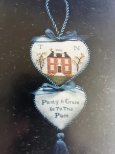 Hanging Heart Cross Stitch Pattern PLENTY AND GRACE Doorknob Accessory Primitive - Picture 1 of 4