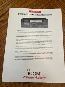 ICOM IC-737 HF All-Band Transceiver Sales Bulletin 100W 101 Memories CW Mode - Picture 1 of 4