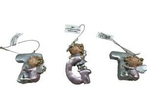 3 Ganz Baby Girl Christmas Holiday Glitter 2in Initial Angel Ornament ,1 G , 2 T - Picture 1 of 9