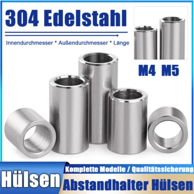 MARKENLOS Durchmesser 4mm 5mm Distanzhülsen Edelstahl Abstandhalter Distanzbuchsen Hülsen