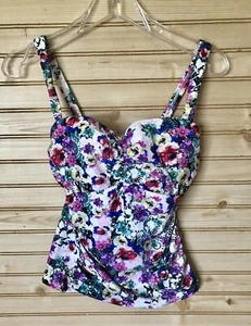 NWT Profile By Gottex Floral Underwire Tankini Top Women's 34D - Picture 1 of 9