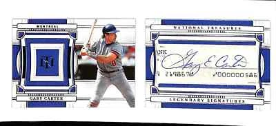 Folleto de firmas de corte legendario Gary Carter National Treasures 2023 automático #94/99 Foto 1 de 2